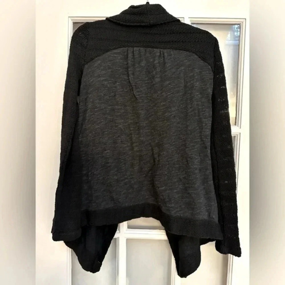 Lucky Brand | Black & Grey Open Front Waterfall Cardigan Size Medium M - Picture 3 of 9